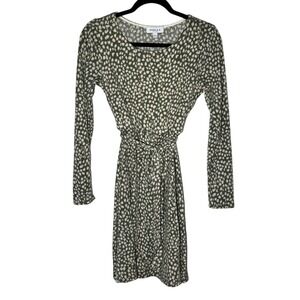 Gilli Green White Fit and Flare Long Sleeve Dress‎